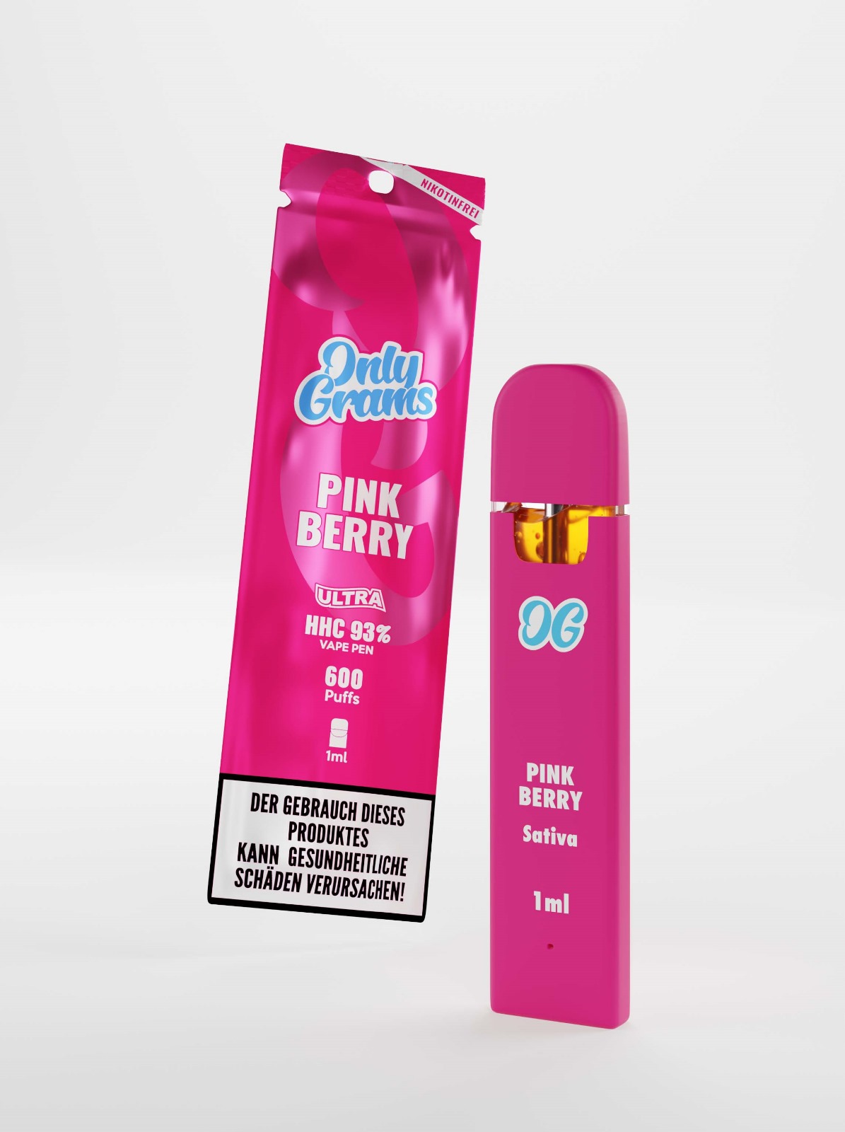 Only Grams - Pink Berry (Sativa) - 93% HHC 1 ml Disposable Vape Pen